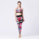 shopsharpe.com Activewear HK208 W169 / XL FloralBee 2 Piece Fitness Yoga Set