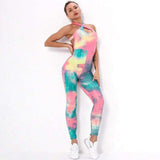 shopsharpe.com Activewear Yellow  Pink / L Maya Tie-dye One Piece Fitness Jumpsuit
