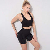 shopsharpe.com Black / M SALSPOR Seamless Women Yoga Sets Solid Sport 2PCs Gym Push Up Shorts Fitness Suits Sportwear Ourdoor Breathable Female Suits