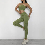 shopsharpe.com Green  Set / L Seamless Yoga Women Suit 2 Piece Sports Sets Female Workout Wear Moderate Support Sport Bra Leggings High Waist Fitness Clothing