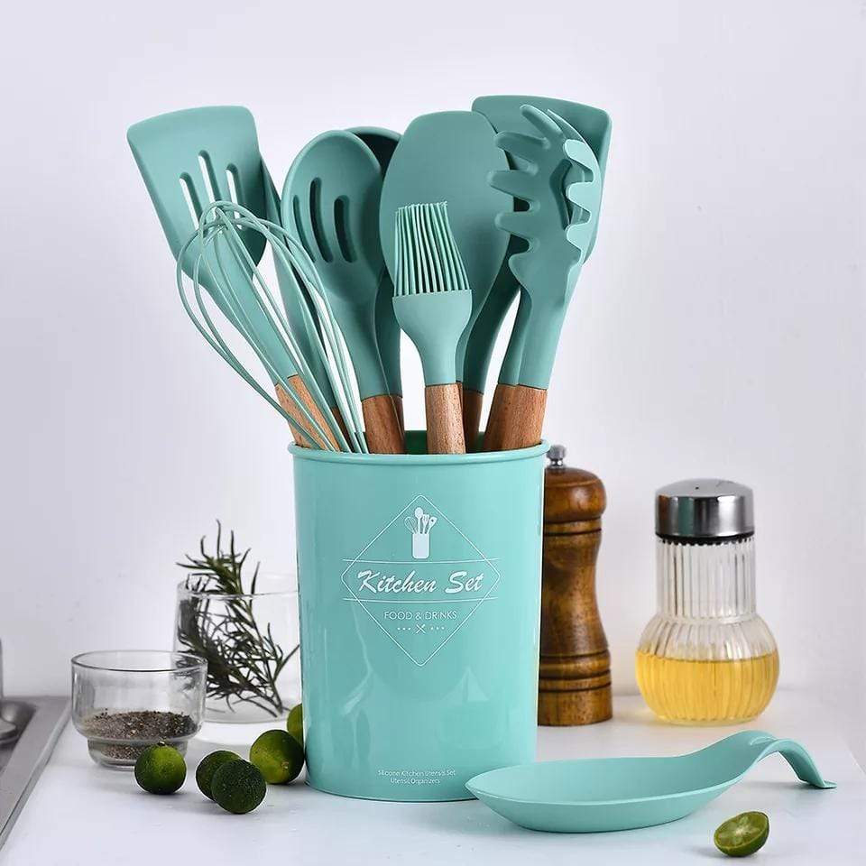 28pcs Silicone Kitchen Utensil Sets Nonstick Nonscratch Minimalist Style