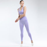 shopsharpe.com Light Purple / L SVOKOR Seamless Women set Workout Fitness Clothes For Women High Waist Push Up Leggings Bra Gym Pants Elasticity Running