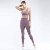 shopsharpe.com Purple / S SVOKOR Seamless Women set Workout Fitness Clothes For Women High Waist Push Up Leggings Bra Gym Pants Elasticity Running