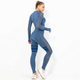 shopsharpe.com ZC200306 / S / China 2 PCS Gym Set Women Hollow Out Yoga Set Long Sleeve Top High Waist Tight Leggings Workout Clothes Sport Wear Women Fitness 2003