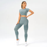 shopsharpe.com Activewear Mint / M Mode Seamless Fitness Leggings & Cropped Top Set