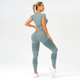 shopsharpe.com Activewear Mode Seamless Fitness Leggings & Cropped Top Set