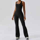 shopsharpe.com Black / L Solid Yoga Jumpsuit One Piece Outfit Fitness Bodysuit Workout Clothes for Women Sportwear Women Buttock lifting Set Activewear
