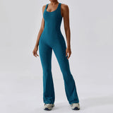 shopsharpe.com Blue / L Solid Yoga Jumpsuit One Piece Outfit Fitness Bodysuit Workout Clothes for Women Sportwear Women Buttock lifting Set Activewear