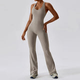 shopsharpe.com Linen / L Solid Yoga Jumpsuit One Piece Outfit Fitness Bodysuit Workout Clothes for Women Sportwear Women Buttock lifting Set Activewear