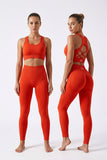 shopsharpe.com Orange Red / L Studio Women’s Yoga Set, Cross Strap Top and Hip Lifting Leggings