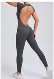 shopsharpe.com Tejas Women’s Backless Short Sleeve Yoga Jumpsuit