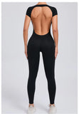shopsharpe.com Tejas Women’s Backless Short Sleeve Yoga Jumpsuit