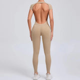 shopsharpe.com Tejas Women’s Backless Short Sleeve Yoga Jumpsuit