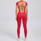 shopsharpe.com Tejas Women’s Backless Short Sleeve Yoga Jumpsuit