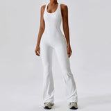 shopsharpe.com White / L Solid Yoga Jumpsuit One Piece Outfit Fitness Bodysuit Workout Clothes for Women Sportwear Women Buttock lifting Set Activewear