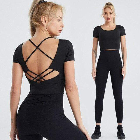 shopsharpe.com Activewear black set / Asian size XXL Sierra Fitness Leggings with Workout Top