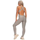 shopsharpe.com Activewear M / United States / LongGray Spark One Piece Textured Cross-back Fitness Jumpsuit