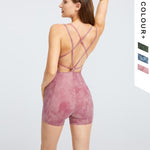 shopsharpe.com Activewear Pink / L Arya Cross Back One Piece Tie Dye Fitness Playsuit