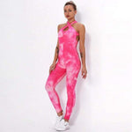 shopsharpe.com Activewear Pink / S Maya Tie-dye One Piece Fitness Jumpsuit