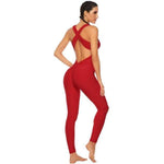 shopsharpe.com Activewear XL / China / LongWineRed Spark One Piece Textured Cross-back Fitness Jumpsuit