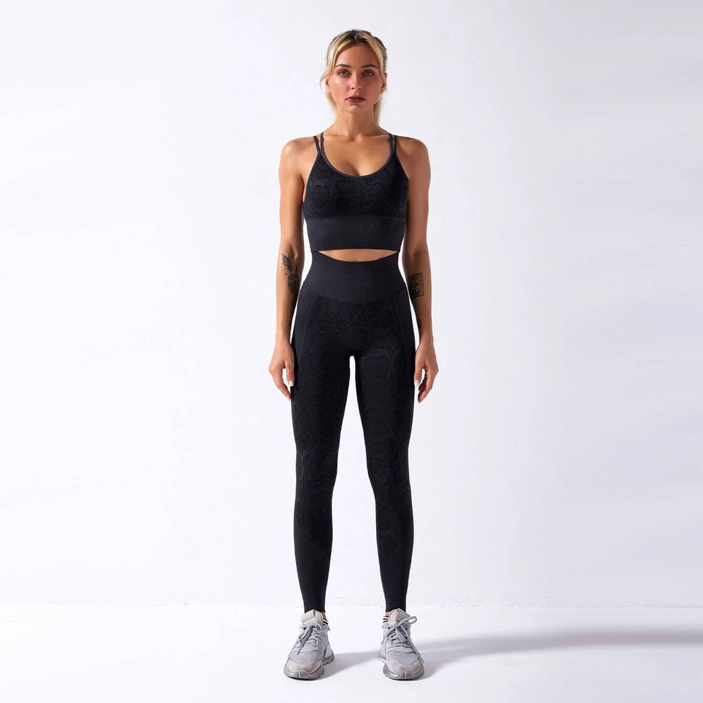 Seamless High Waist Compression Leggings and Top Set –
