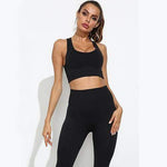 shopsharpe.com Black / S Women Seamless Yoga Set Fitness Sports Suits Gym Clothing Long Sleeve Crop Top Shirts High Waist Running Leggings Workout Pants