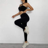 shopsharpe.com Black Set / L Seamless Yoga Women Suit 2 Piece Sports Sets Female Workout Wear Moderate Support Sport Bra Leggings High Waist Fitness Clothing