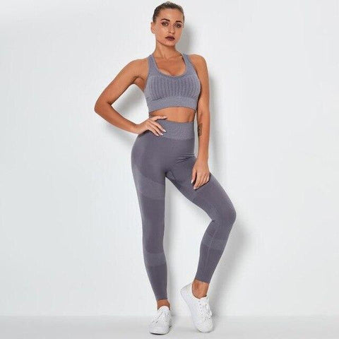 Seamless High Waist Compression Leggings and Top Set –