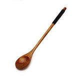 shopsharpe.com D 6pcs Long Handled Wooden Spoons Wood Tea Coffee Spoon Japanese Style Dessert Spoon Honey Mixing Spoon Kitchen Wooden Tableware