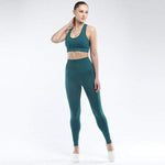shopsharpe.com Dark Green / L SVOKOR Seamless Women set Workout Fitness Clothes For Women High Waist Push Up Leggings Bra Gym Pants Elasticity Running