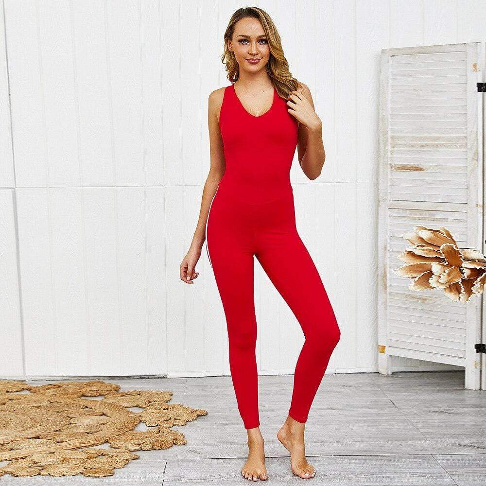 Women Backless Gym Jumpsuit Sport Overalls Yoga Workout Clothes
