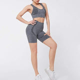 shopsharpe.com Gray / S SALSPOR Seamless Women Yoga Sets Solid Sport 2PCs Gym Push Up Shorts Fitness Suits Sportwear Ourdoor Breathable Female Suits