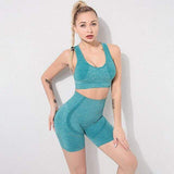 shopsharpe.com Green / S SALSPOR Seamless Women Yoga Sets Solid Sport 2PCs Gym Push Up Shorts Fitness Suits Sportwear Ourdoor Breathable Female Suits