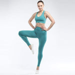 shopsharpe.com Green / S SVOKOR Seamless Women set Workout Fitness Clothes For Women High Waist Push Up Leggings Bra Gym Pants Elasticity Running