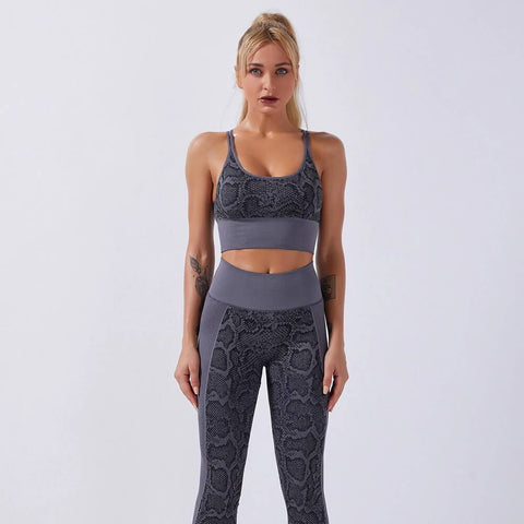 shopsharpe.com Grey Set / M Animal Print Seamless Fitness Legging & Top Set