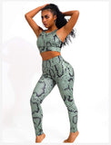shopsharpe.com IWUPARTY 2 Piece Snake Print Yoga Set Women Crisscross Back Sportwear Gym Clothing Fitness Leggings Workout Sports Suit Female