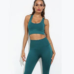 shopsharpe.com Olive Green / S Women Seamless Yoga Set Fitness Sports Suits Gym Clothing Long Sleeve Crop Top Shirts High Waist Running Leggings Workout Pants