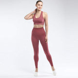 shopsharpe.com Pink / L SVOKOR Seamless Women set Workout Fitness Clothes For Women High Waist Push Up Leggings Bra Gym Pants Elasticity Running