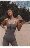shopsharpe.com Poise Front Zipper Sleeveless Ribbed Yoga Jumsuit