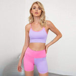 shopsharpe.com Purple Pink / L Seamless Women's Yoga Suit Workout Sportswear High Waist Leggings Gym Fitness Clothes Push Up Sports Bra Running Shorts 2 Pieces