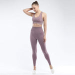 shopsharpe.com Purple / S SVOKOR Seamless Women set Workout Fitness Clothes For Women High Waist Push Up Leggings Bra Gym Pants Elasticity Running