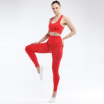 shopsharpe.com Red / M SVOKOR Seamless Women set Workout Fitness Clothes For Women High Waist Push Up Leggings Bra Gym Pants Elasticity Running