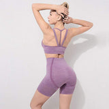 shopsharpe.com SALSPOR Seamless Women Yoga Sets Solid Sport 2PCs Gym Push Up Shorts Fitness Suits Sportwear Ourdoor Breathable Female Suits