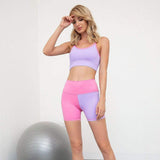 shopsharpe.com Seamless Women's Yoga Suit Workout Sportswear High Waist Leggings Gym Fitness Clothes Push Up Sports Bra Running Shorts 2 Pieces