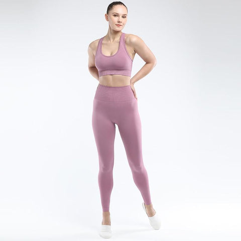 shopsharpe.com SVOKOR Seamless Women set Workout Fitness Clothes For Women High Waist Push Up Leggings Bra Gym Pants Elasticity Running