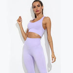 shopsharpe.com Violet / L Women Seamless Yoga Set Fitness Sports Suits Gym Clothing Long Sleeve Crop Top Shirts High Waist Running Leggings Workout Pants