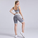 shopsharpe.com Yoga Shorts & Top Set 2Pcs Women Yoga Set Fitness Gym Clothes Sportswear Bra+Shorts Sport Leggings Running Workout Stripe Push Up Yoga Suit Tight Wear